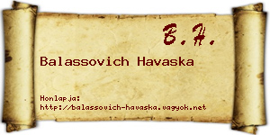 Balassovich Havaska névjegykártya